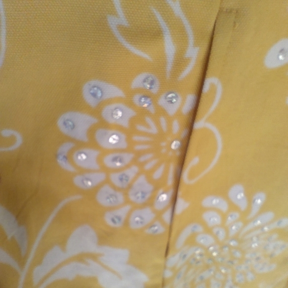 Women's Candy Couture Mustard Yellow Floral Sequins Jacket Size Large Bohemian - Picture 4 of 5